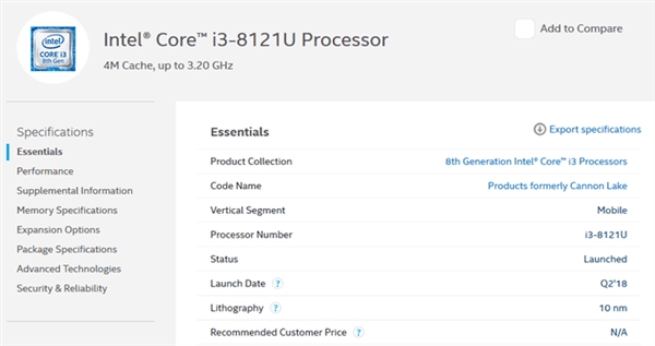 Intelʽ׿10nmi3-8121U֧LPDDR4ڴ