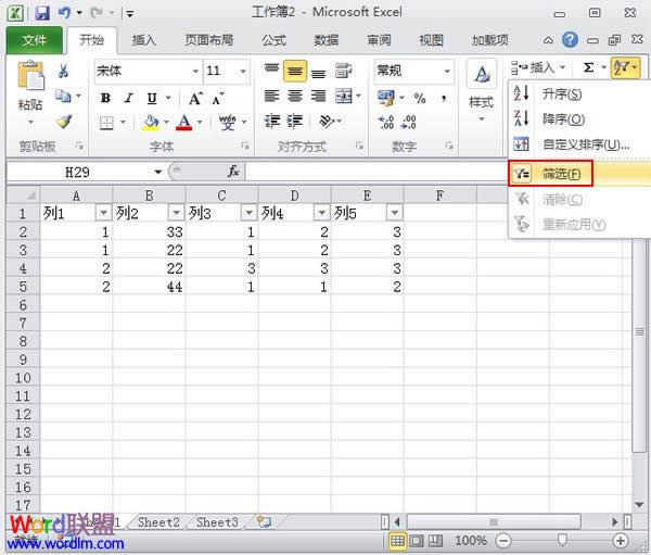 Excel2010工作表筛选技巧的使用