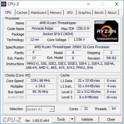 CPU-Zͼй¶AMD߳˺콢2990WX