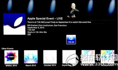 apple tv已新增iphone6s公布会直播频道