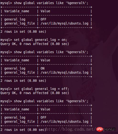 对于mysql general log 的相关设置